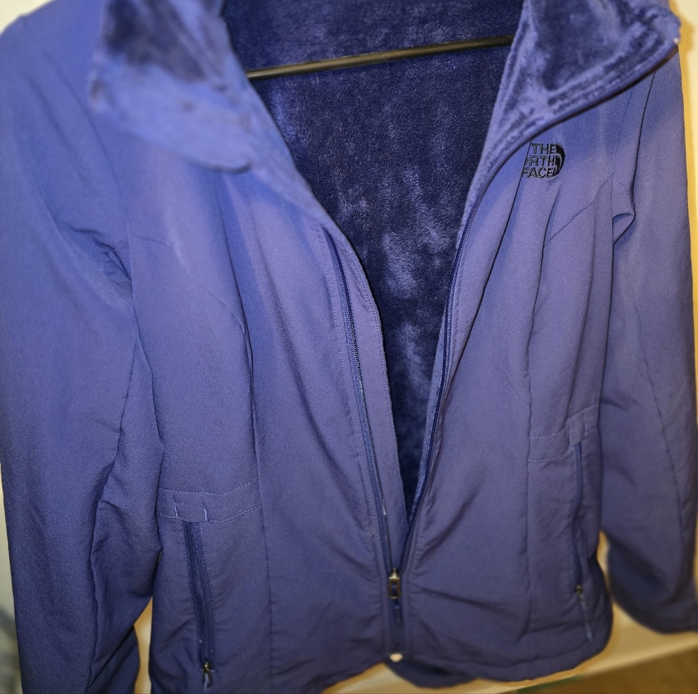 Women’The North Face jacket size Medium 90% polyester 10% Elastane, hood, Blue - Picture 3 of 4